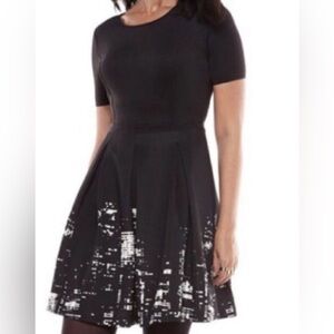 Elie Tahari Fit & Flare Dress/Abstract Print/Artsy Pleated/ size 6